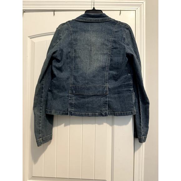 Jean Jacket by Hydraulic Size Large with cute fabric rose / flower Denim - Picture 5 of 11